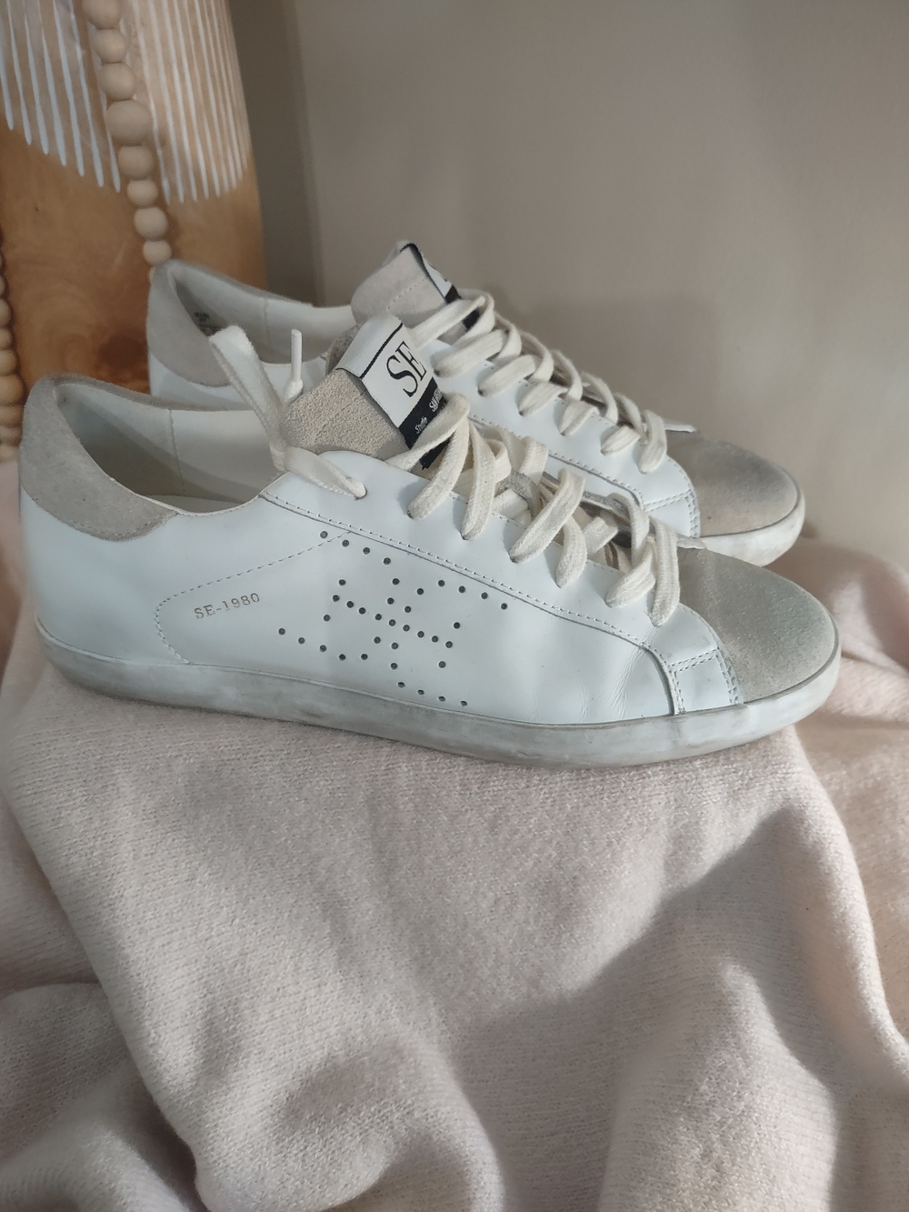 Sam Edelman White and Light Gray Women's Sneakers